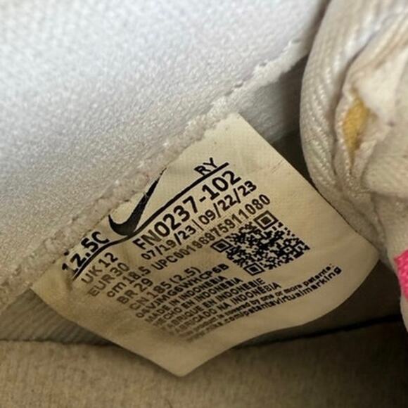 Nike Air Force 1 Low Easyon Pink/White Kids Sneakers - SZ 12.5 C - Picture 10 of 12